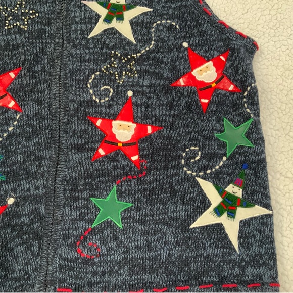 Designers Studio Originals Large Vintage Embroidered Appliqué Christmas Sweater - Picture 4 of 12